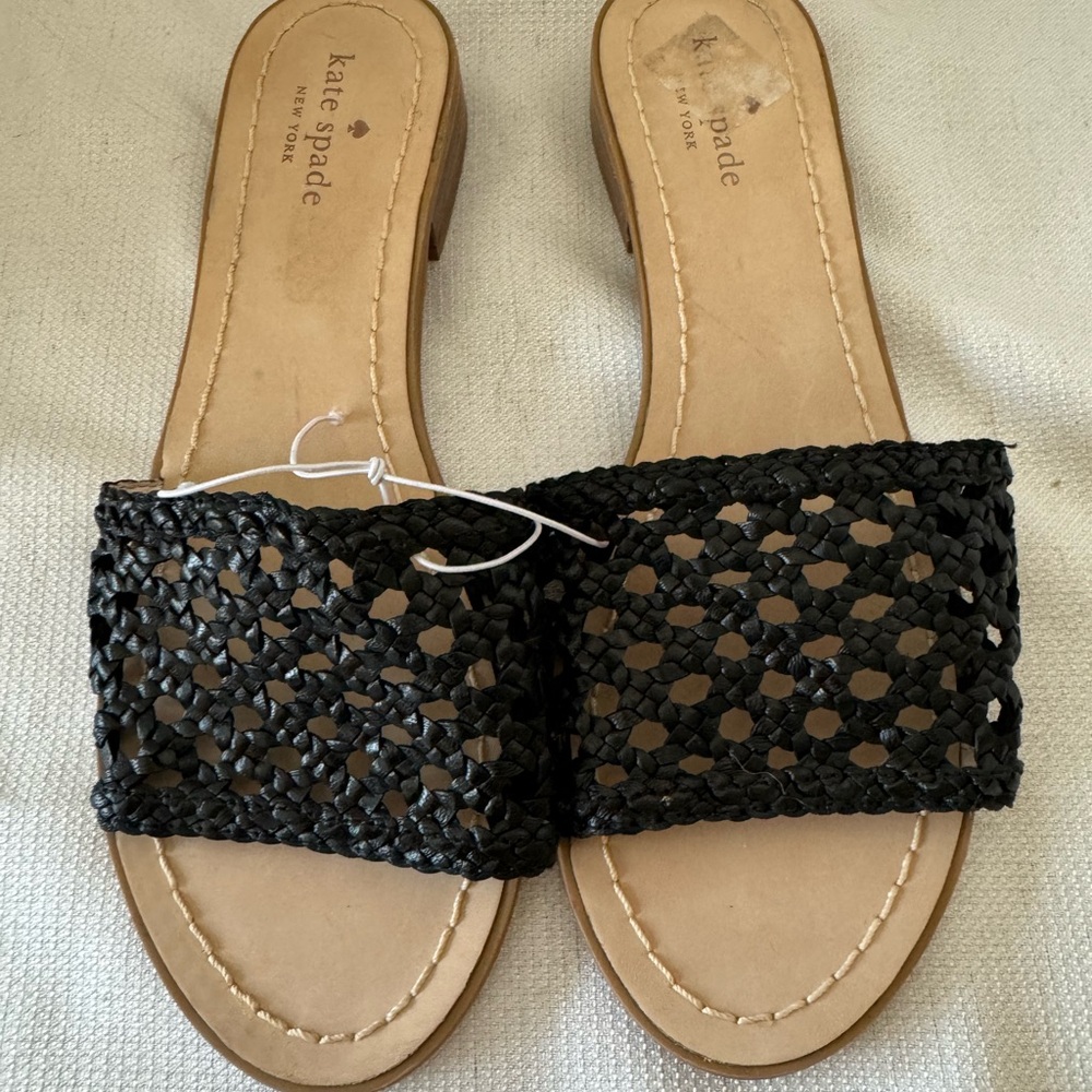 Woman's Kate Spade New York Woven Leather Sandals, Black, Size 9